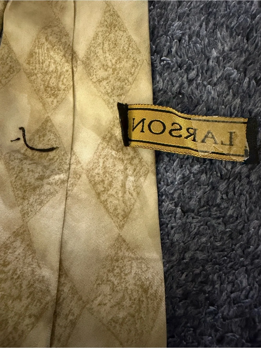 Larson John 3:16 Religious Novelty Tie Beige Argyle Print